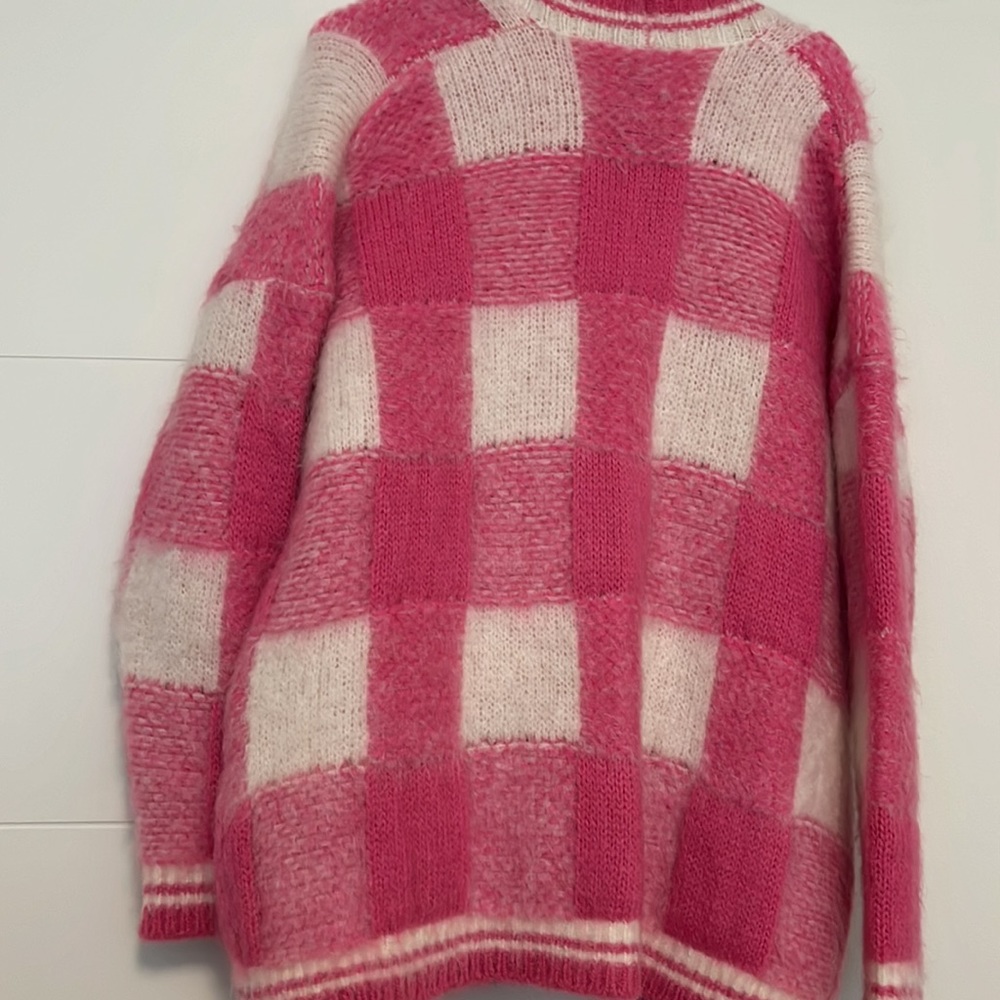 MAJE MY SQUARE PINK AND WHITE CARDIGAN SIZE 3 - Picture 3 of 6